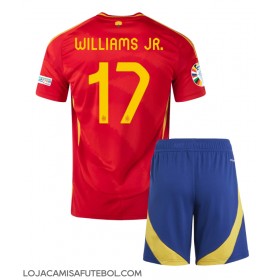 Camisa de Futebol Espanha Nico Williams #17 Equipamento Principal Infantil Europeu 2024 Manga Curta (+ Calças curtas)